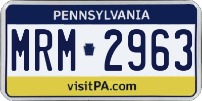 PA license plate MRM2963