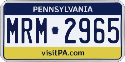 PA license plate MRM2965