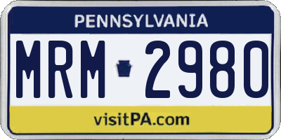 PA license plate MRM2980