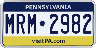 PA license plate MRM2982