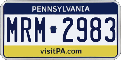 PA license plate MRM2983