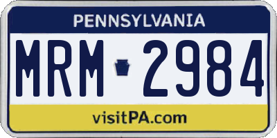 PA license plate MRM2984