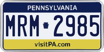 PA license plate MRM2985