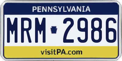 PA license plate MRM2986