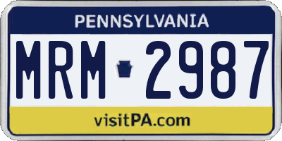PA license plate MRM2987