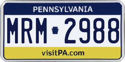 PA license plate MRM2988