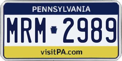 PA license plate MRM2989
