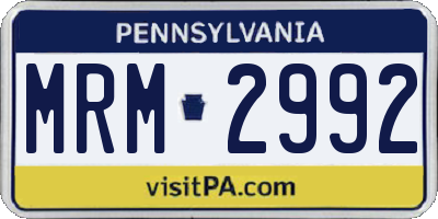 PA license plate MRM2992