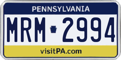 PA license plate MRM2994