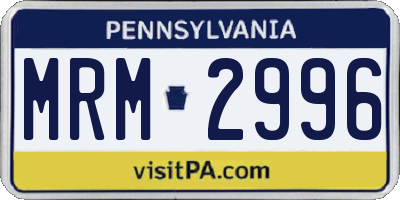 PA license plate MRM2996