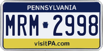 PA license plate MRM2998