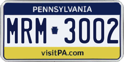 PA license plate MRM3002