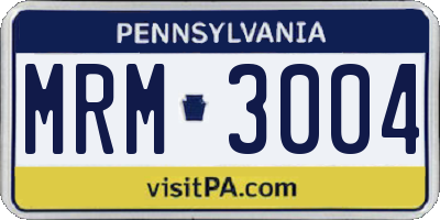 PA license plate MRM3004