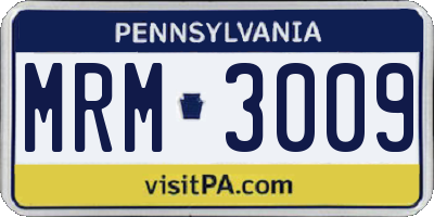 PA license plate MRM3009