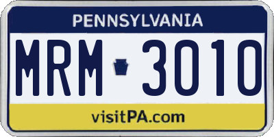 PA license plate MRM3010