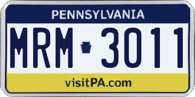 PA license plate MRM3011