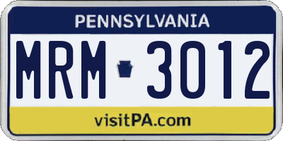PA license plate MRM3012