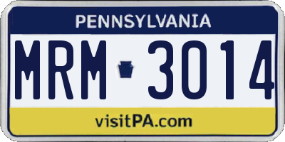 PA license plate MRM3014