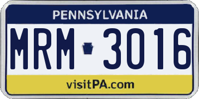 PA license plate MRM3016