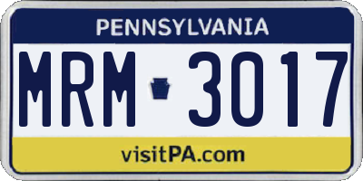 PA license plate MRM3017