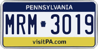 PA license plate MRM3019