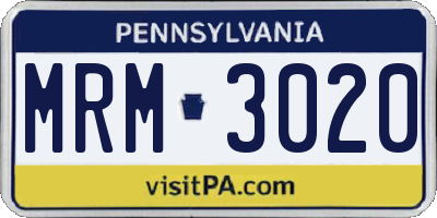 PA license plate MRM3020