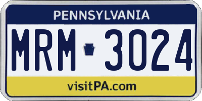 PA license plate MRM3024