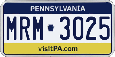 PA license plate MRM3025