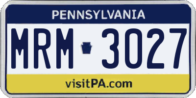 PA license plate MRM3027