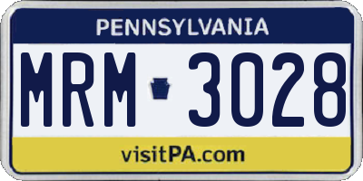 PA license plate MRM3028