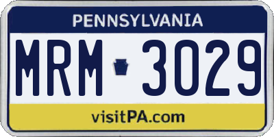 PA license plate MRM3029