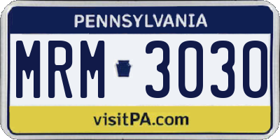 PA license plate MRM3030