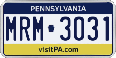 PA license plate MRM3031