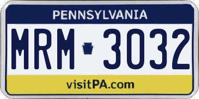 PA license plate MRM3032