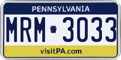 PA license plate MRM3033