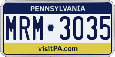 PA license plate MRM3035