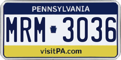 PA license plate MRM3036