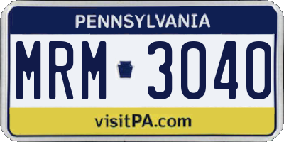 PA license plate MRM3040
