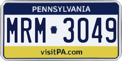 PA license plate MRM3049
