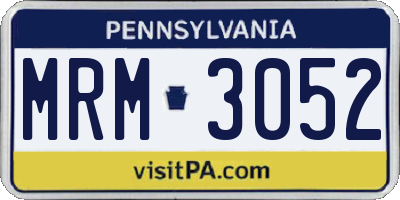 PA license plate MRM3052