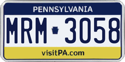 PA license plate MRM3058