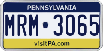 PA license plate MRM3065