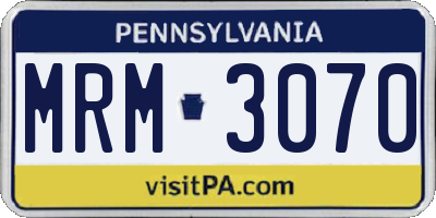 PA license plate MRM3070