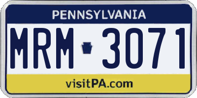 PA license plate MRM3071
