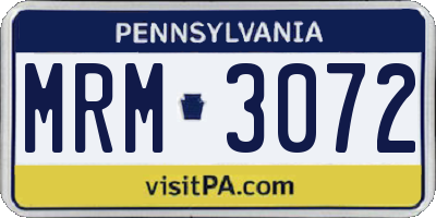 PA license plate MRM3072