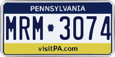 PA license plate MRM3074
