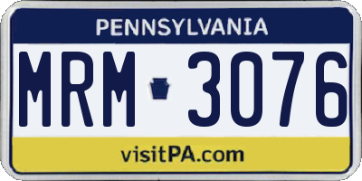 PA license plate MRM3076