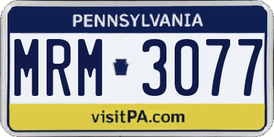 PA license plate MRM3077