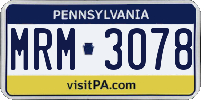 PA license plate MRM3078