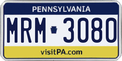 PA license plate MRM3080